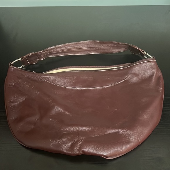 BOLSA Red brown Lambskin Leather clutch ~ EUC reddish clay color - Picture 2 of 8
